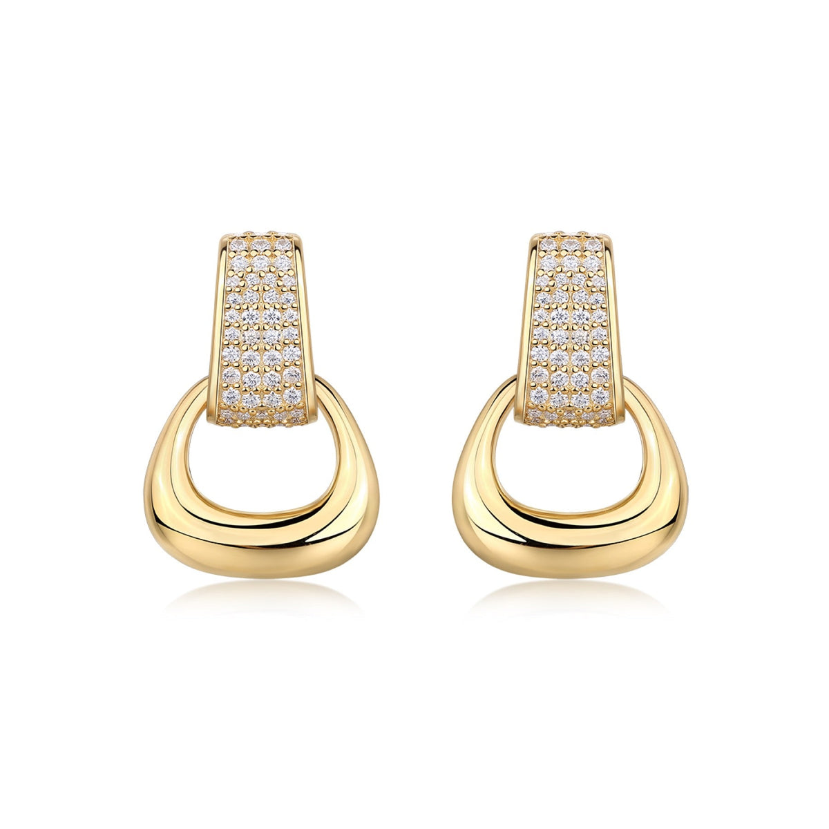 Cavallo Moissanite Horsebit Drop Huggie Earrings in Gold-Tone Sterling Silver