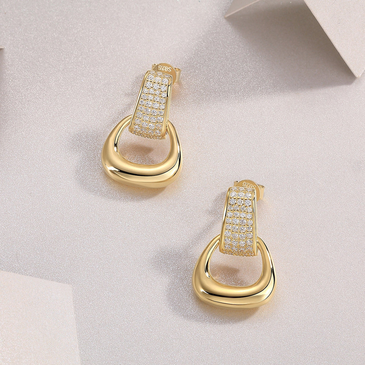 Cavallo Moissanite Horsebit Drop Huggie Earrings in Gold-Tone Sterling Silver