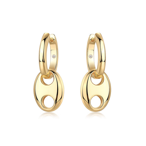 Ancora Moissanite Mariner Link Drop Earrings in Gold-Tone Sterling Silver