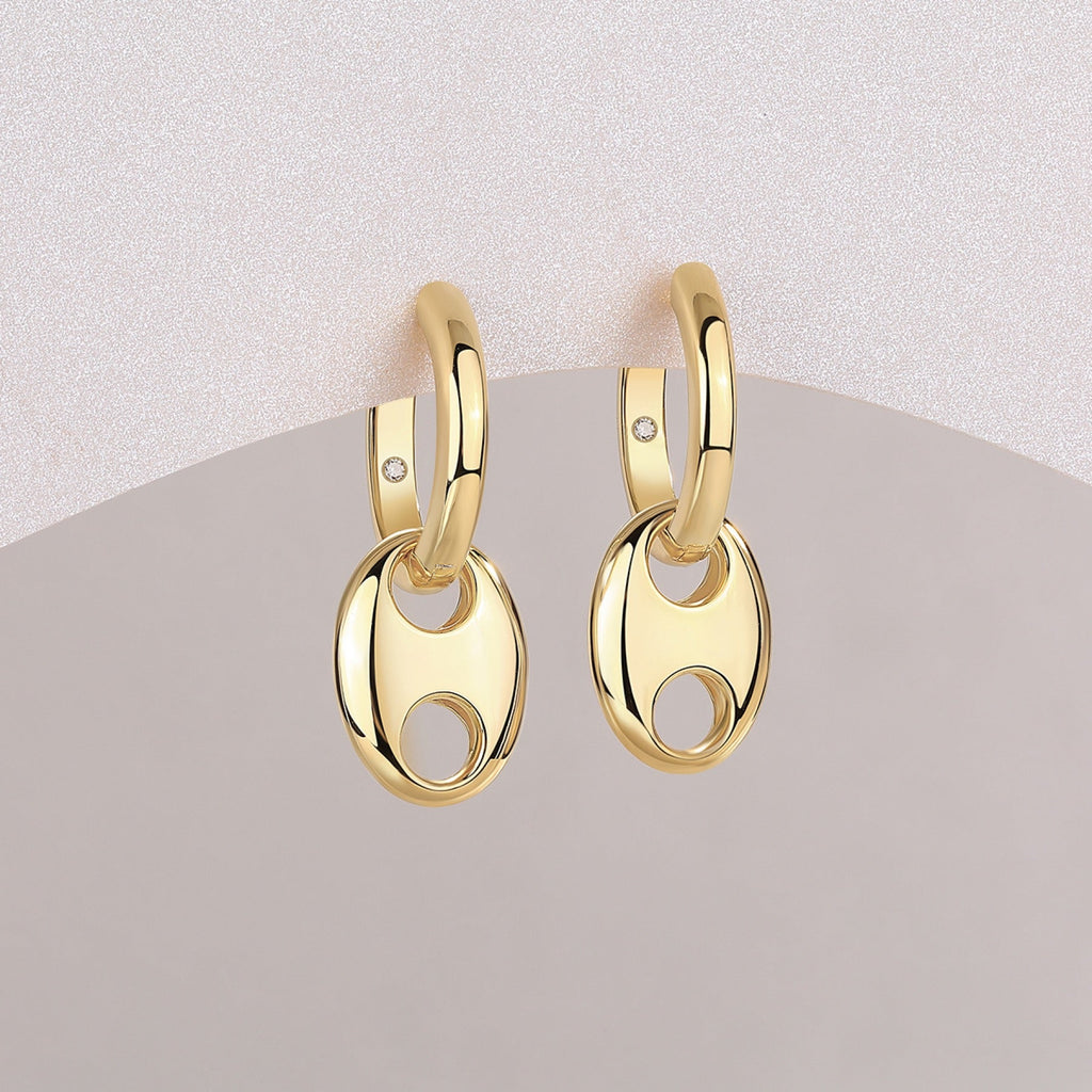 Ancora Moissanite Mariner Link Drop Earrings in Gold-Tone Sterling Silver