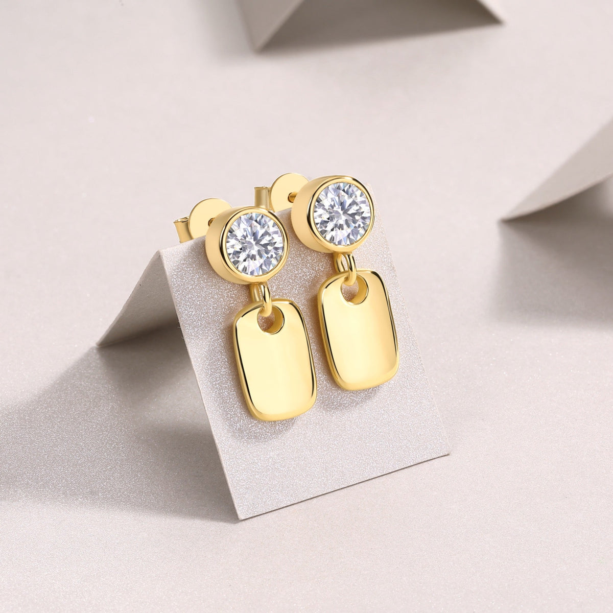 Tessera 1 Carat Moissanite Drop Huggie Earrings in Gold-Tone Sterling Silver