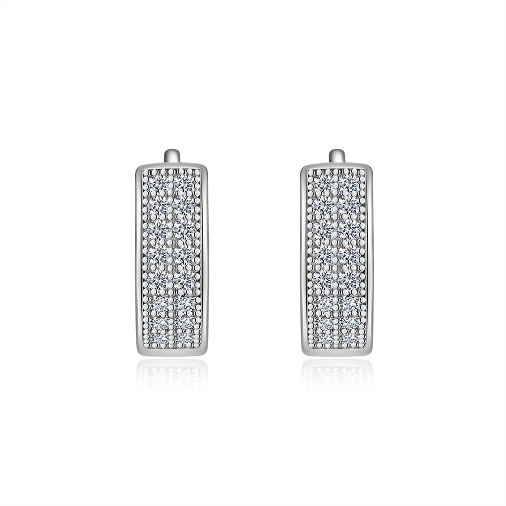 Duplo Moissanite Huggie Hoop Earrings in Sterling Silver