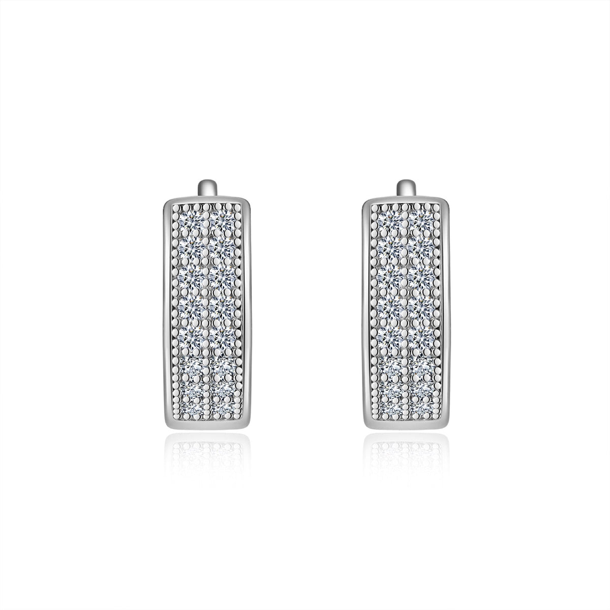 Duplo Moissanite Huggie Hoop Earrings in Sterling Silver