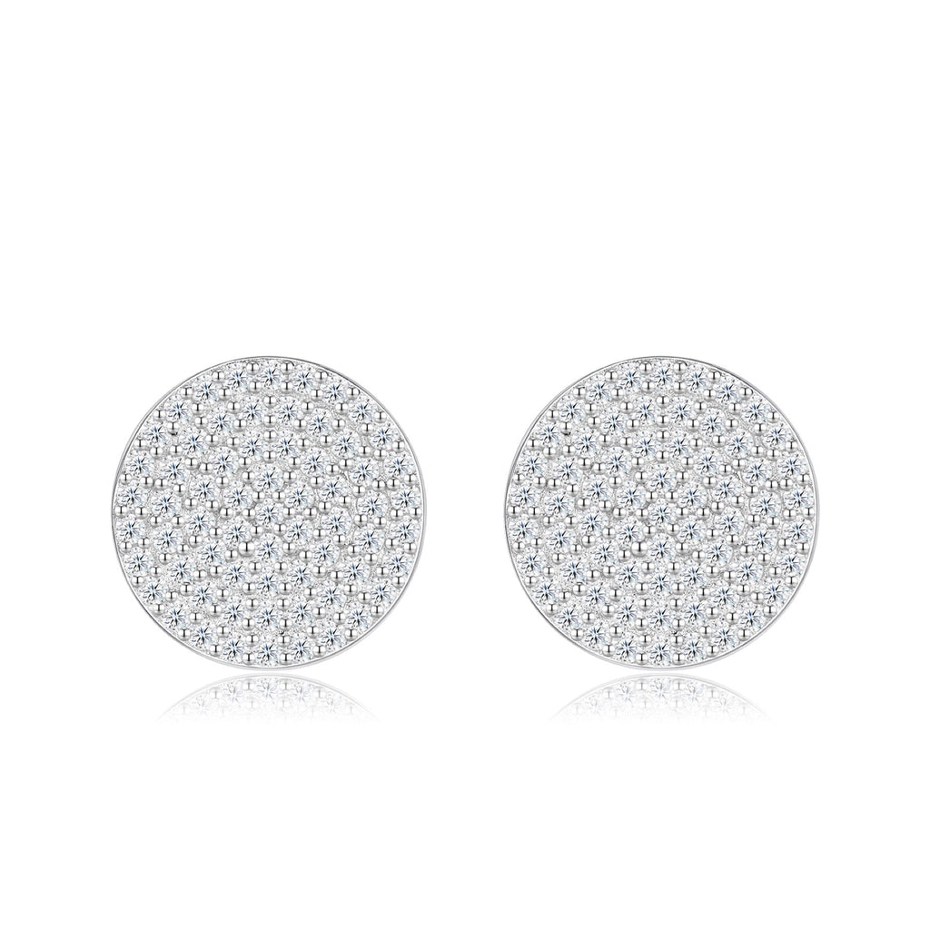 Disco Moissanite Pavé Disc Stud Earrings in Sterling Silver