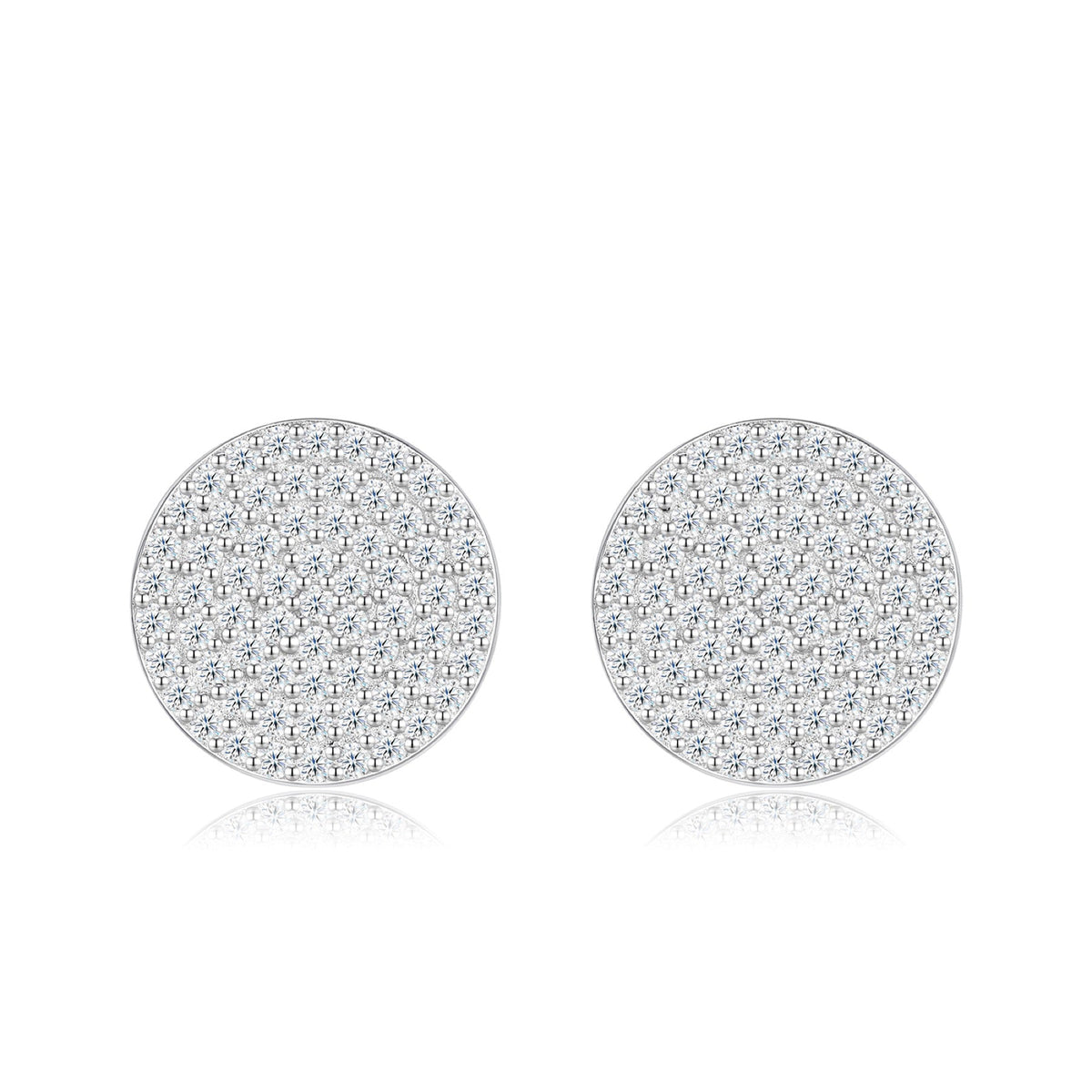 Disco Moissanite Pavé Disc Stud Earrings in Sterling Silver