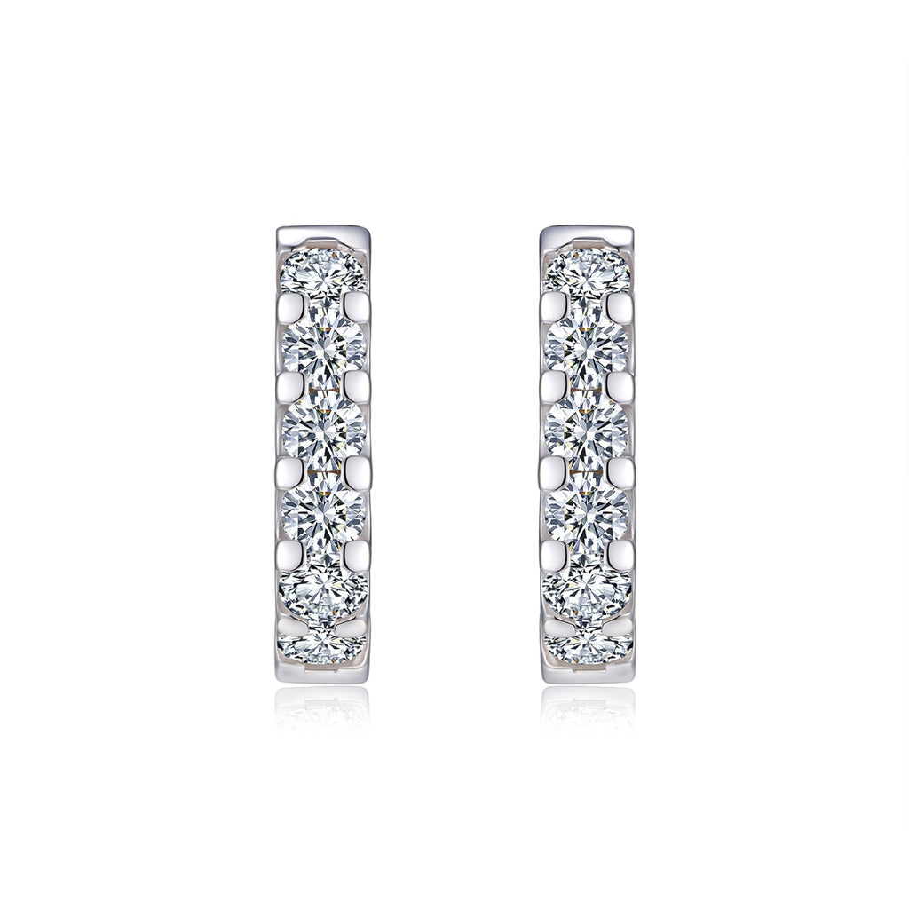 Etch Moissanite Huggie Hoop Earrings in Sterling Silver