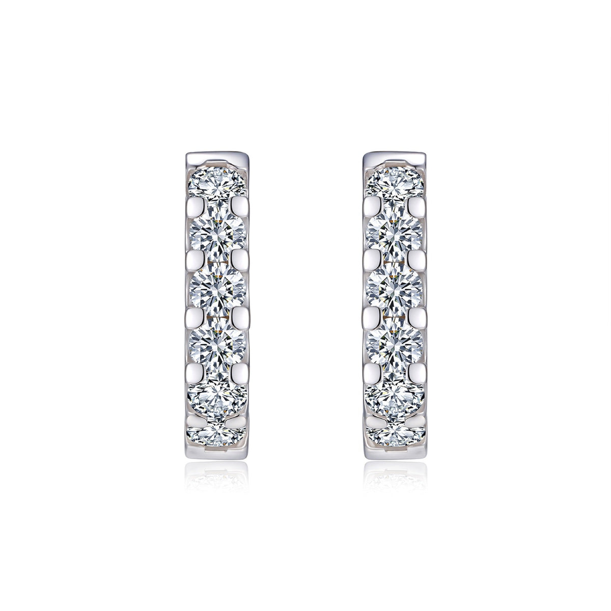 Etch Moissanite Huggie Hoop Earrings in Sterling Silver