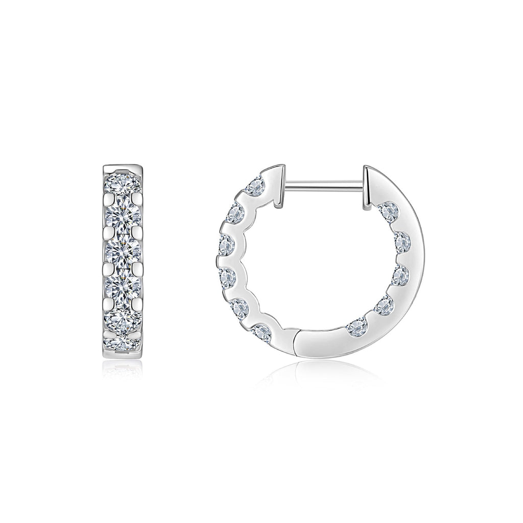 Etch Moissanite Huggie Hoop Earrings in Sterling Silver
