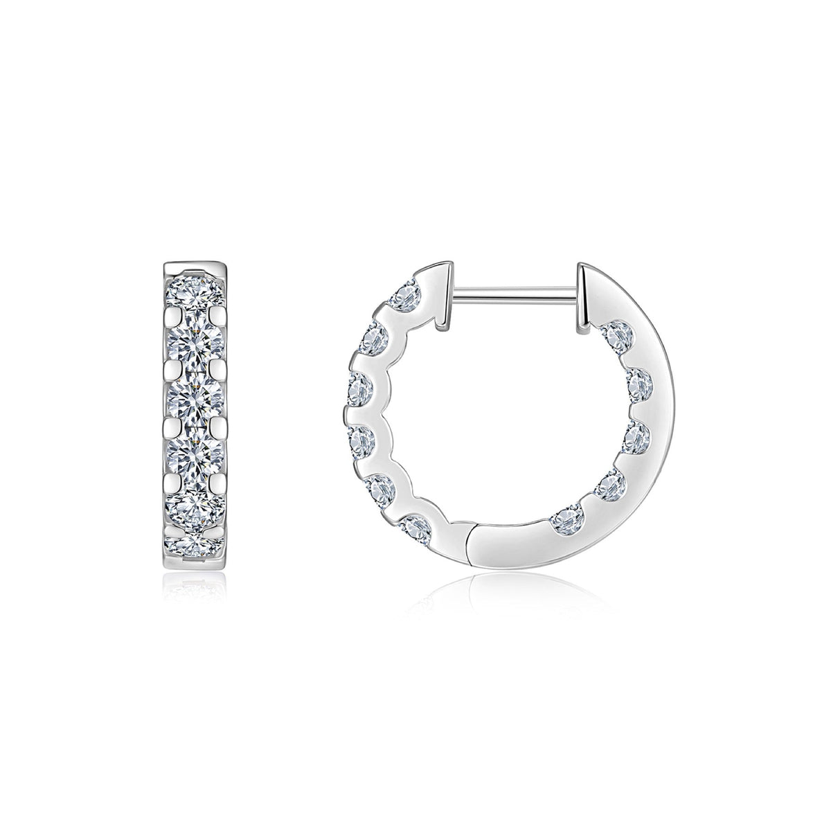 Etch Moissanite Huggie Hoop Earrings in Sterling Silver