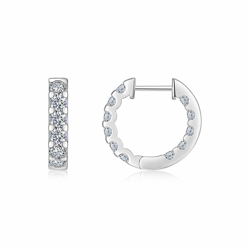 Etch Moissanite Huggie Hoop Earrings in Sterling Silver