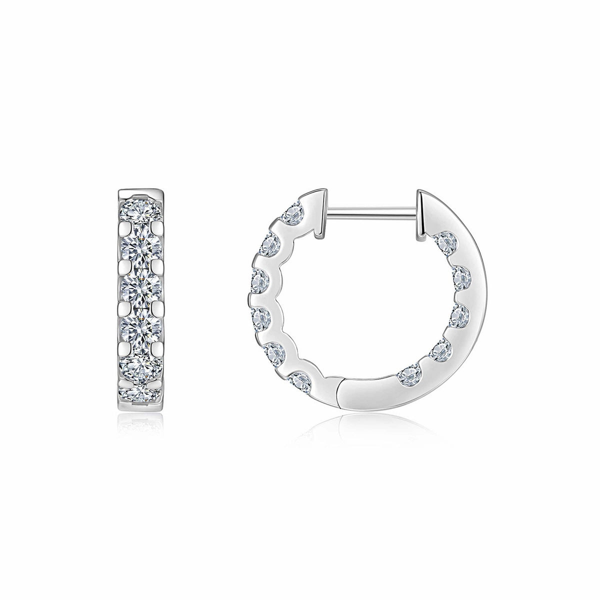 Etch Moissanite Huggie Hoop Earrings in Sterling Silver