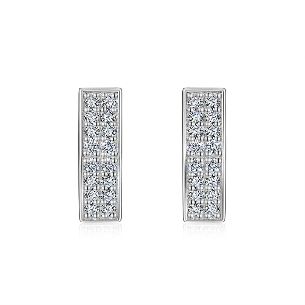 Honeycomb Moissanite Hexagon Huggie Hoop Earrings in Sterling Silver