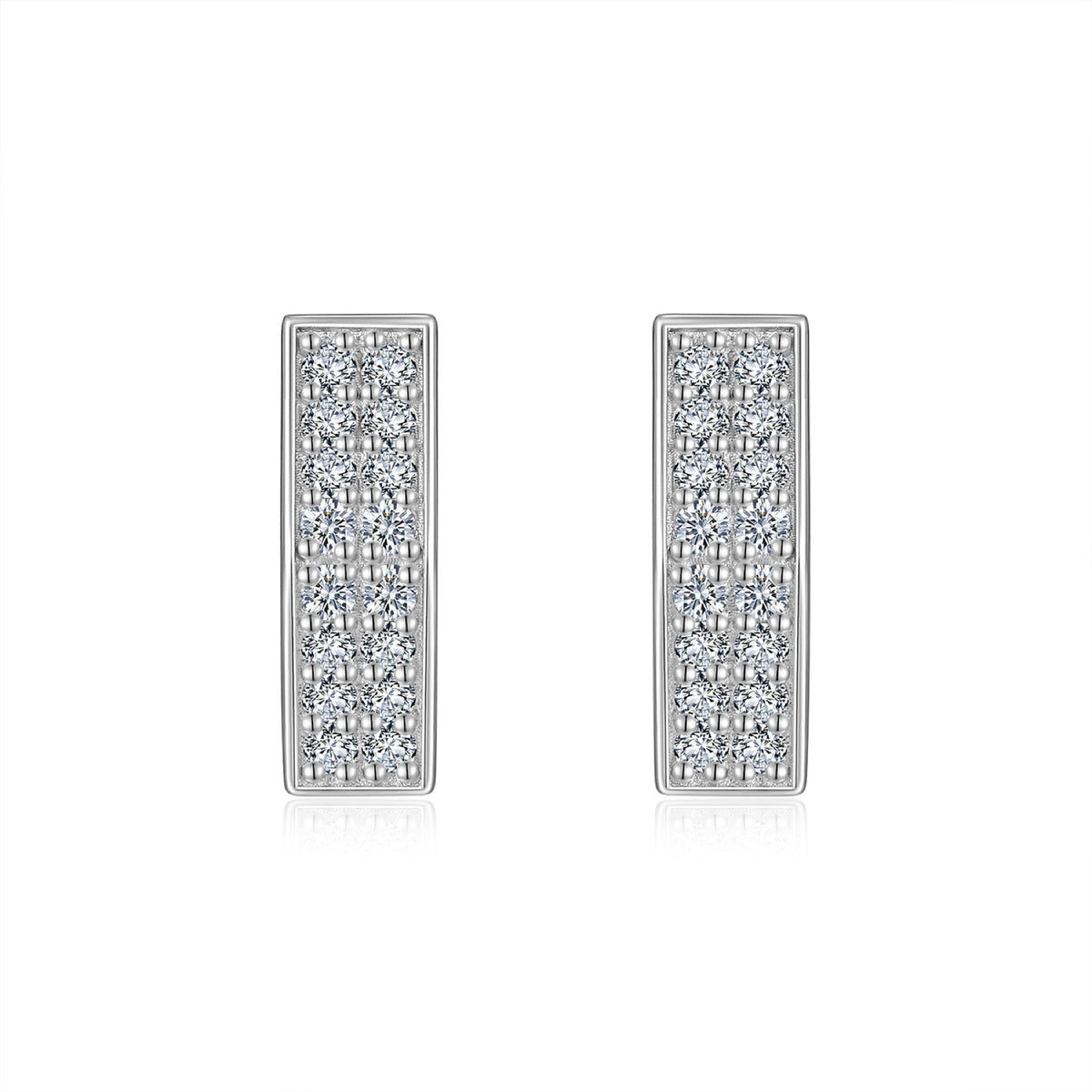 Honeycomb Moissanite Hexagon Huggie Hoop Earrings in Sterling Silver