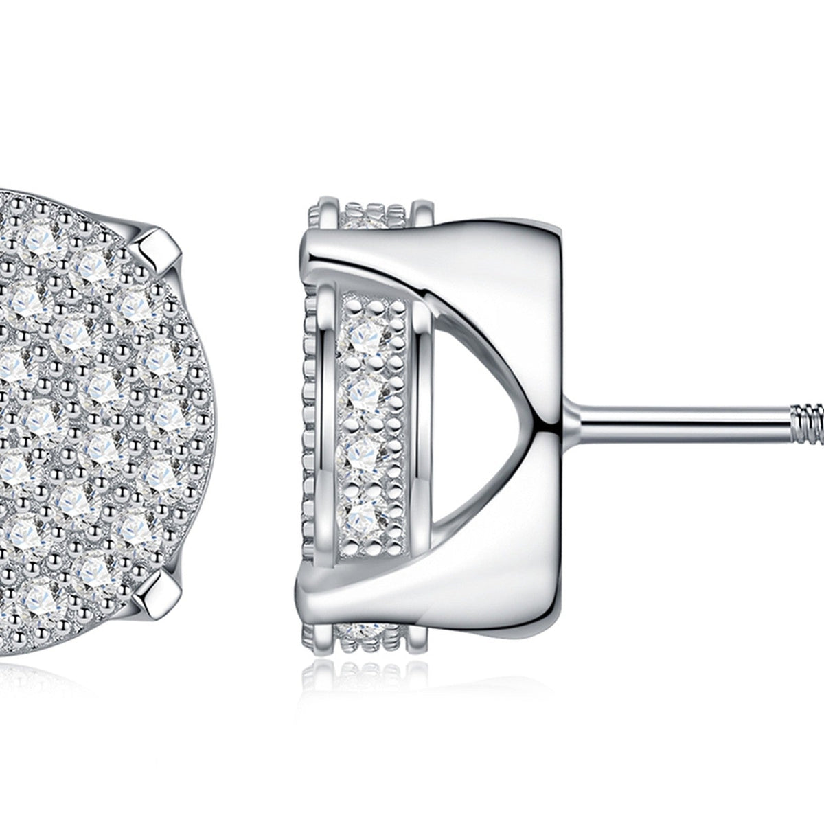 Solis Moissanite Halo Stud Earrings in Sterling Silver
