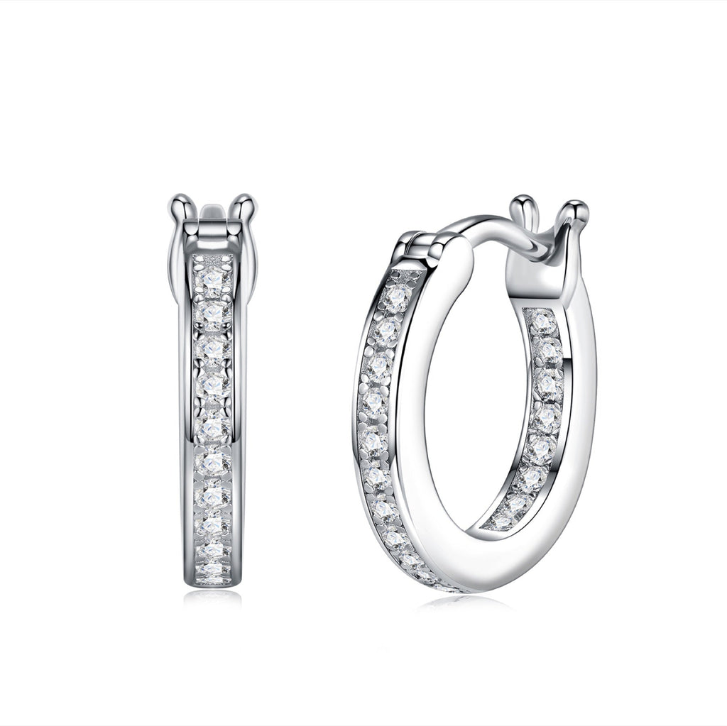 Rill Moissanite Huggie Hoop Earrings in Sterling Silver