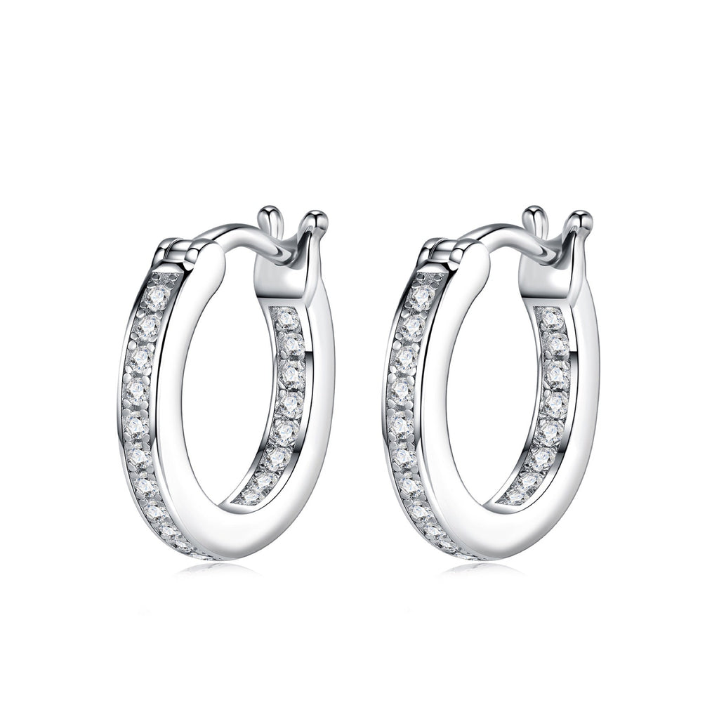 Rill Moissanite Huggie Hoop Earrings in Sterling Silver
