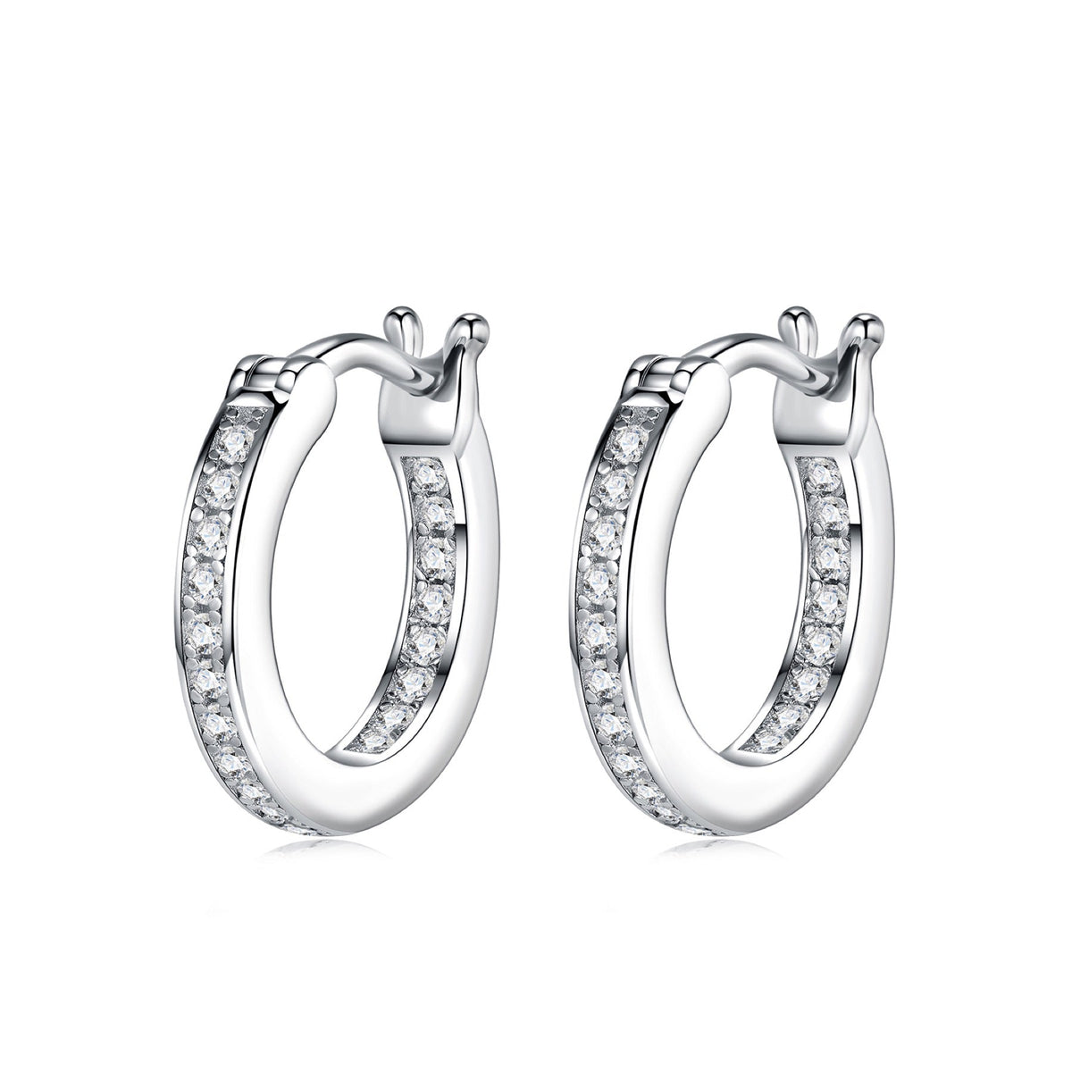 Rill Moissanite Huggie Hoop Earrings in Sterling Silver