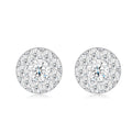 Dot Moissanite Halo Stud Earrings in Sterling Silver