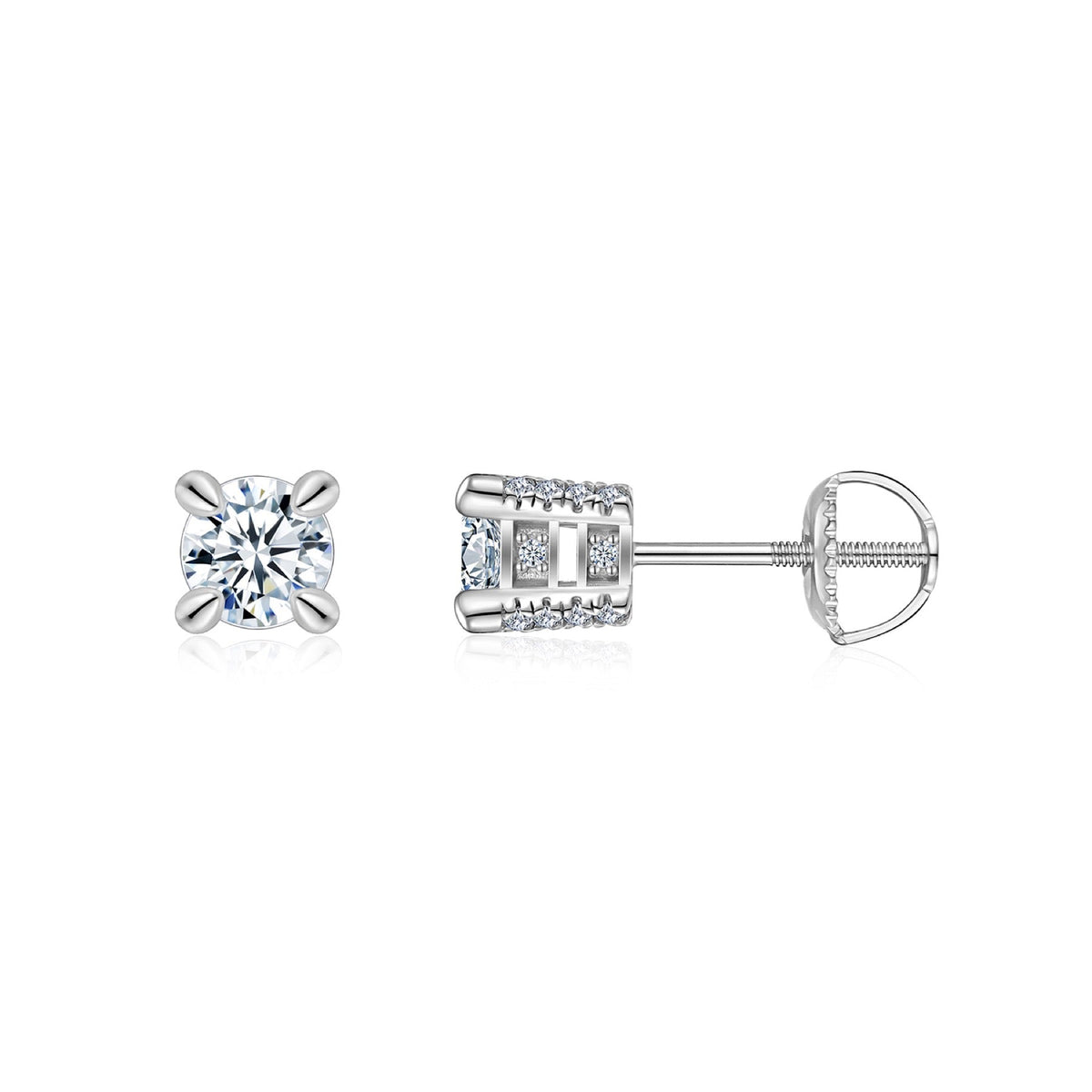 Prisma Moissanite Stud Earrings in Sterling Silver