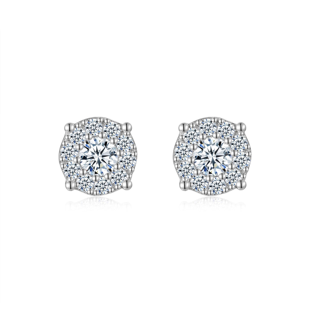 Fiore Moissanite Cluster Stud Earrings in Sterling Silver