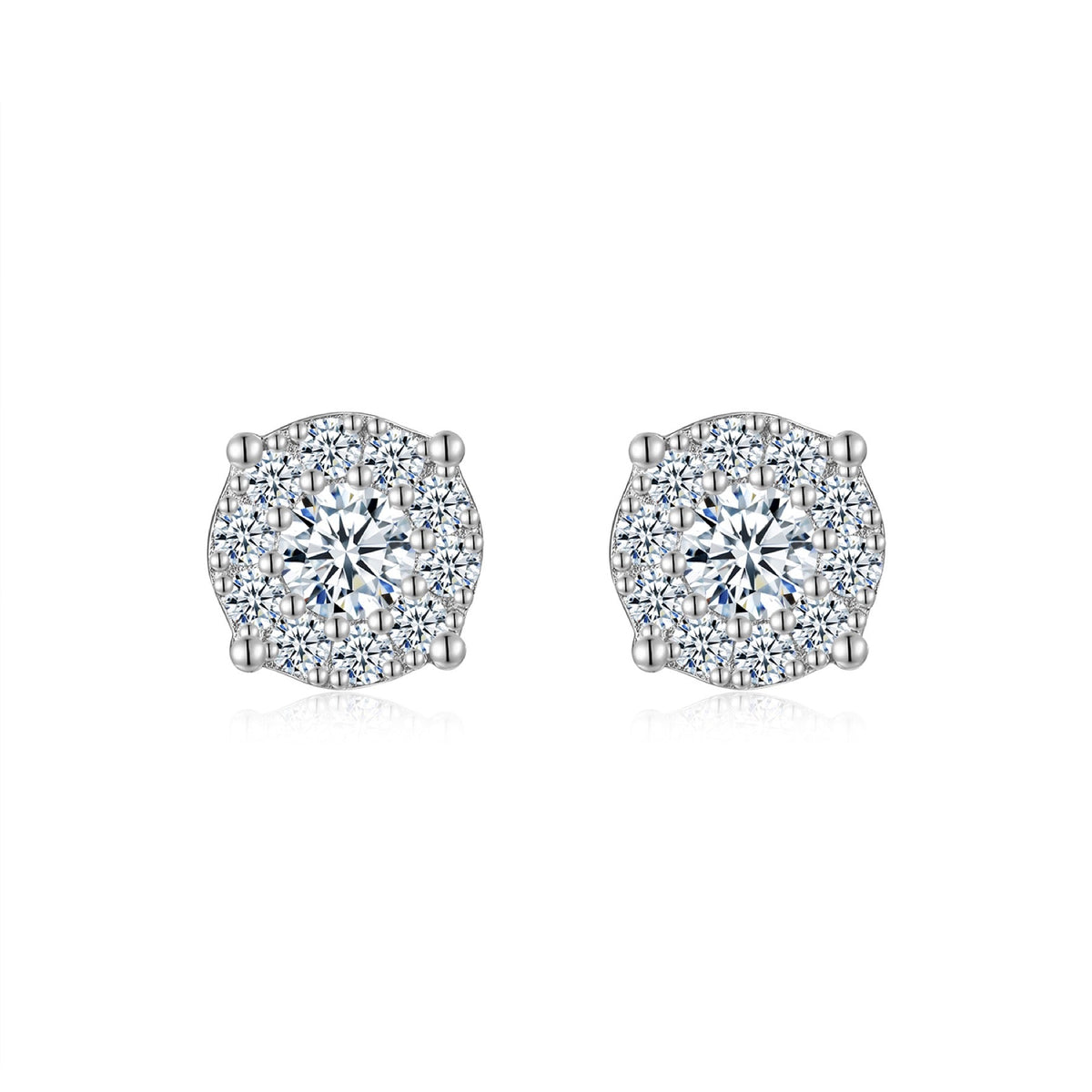 Fiore Moissanite Cluster Stud Earrings in Sterling Silver