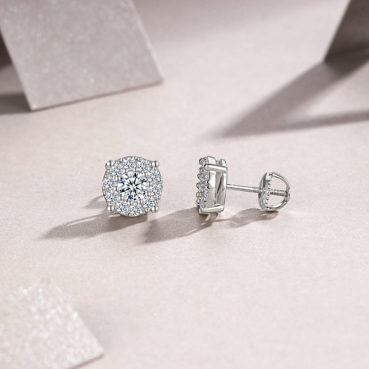 Fiore Moissanite Cluster Stud Earrings in Sterling Silver