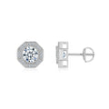 Bevil Moissanite Octagon Halo Stud Earrings in Sterling Silver