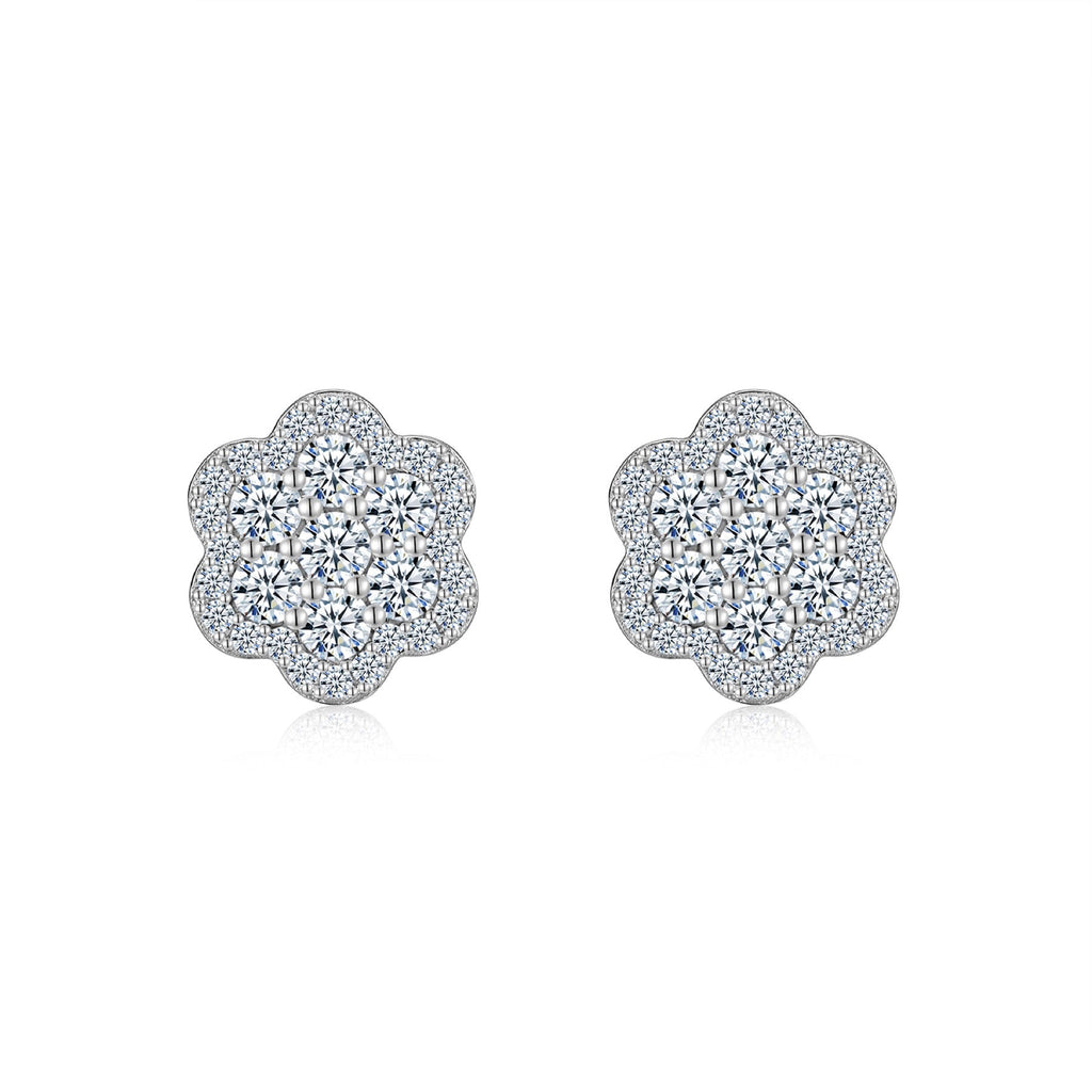 Blume Moissanite Flower Stud Earrings in Sterling Silver