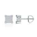 Grid Moissanite Pavé Stud Earrings in Sterling Silver