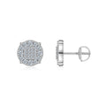 Halo Moissanite Pavé Cluster Stud Earrings in Sterling Silver