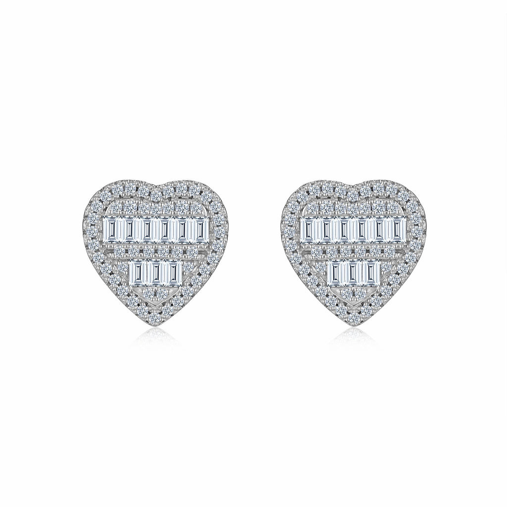 Amorette Moissanite Heart Stud Earrings in Sterling Silver