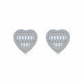 Amorette Moissanite Heart Stud Earrings in Sterling Silver