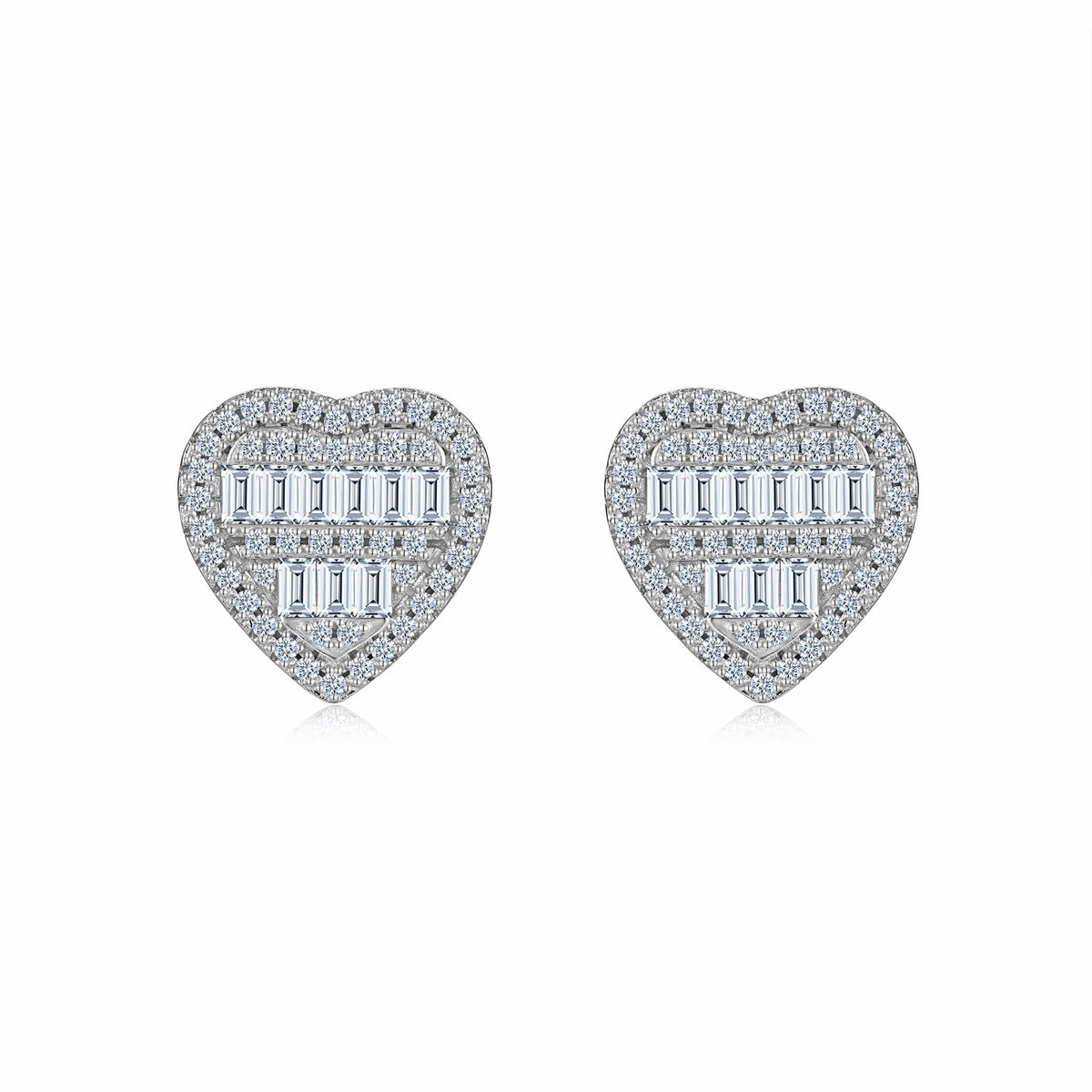 Amorette Moissanite Heart Stud Earrings in Sterling Silver