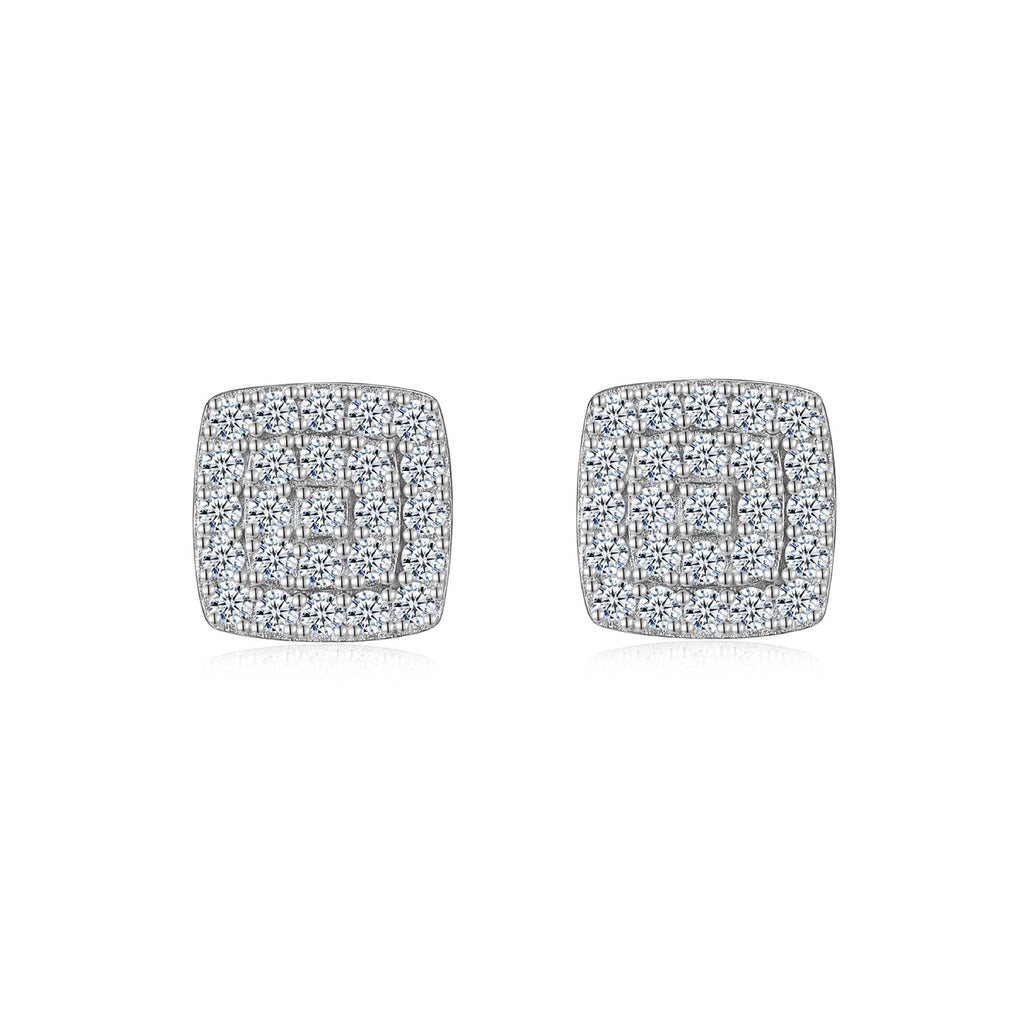 Cobble Moissanite Pavé Stud Earrings in Sterling Silver