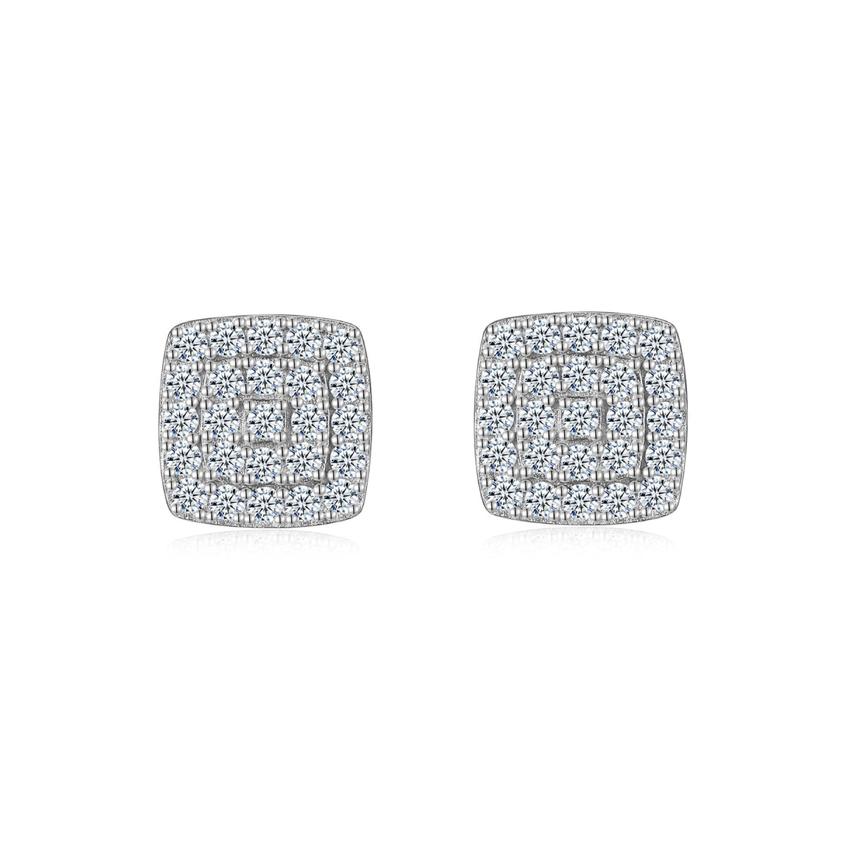 Cobble Moissanite Pavé Stud Earrings in Sterling Silver