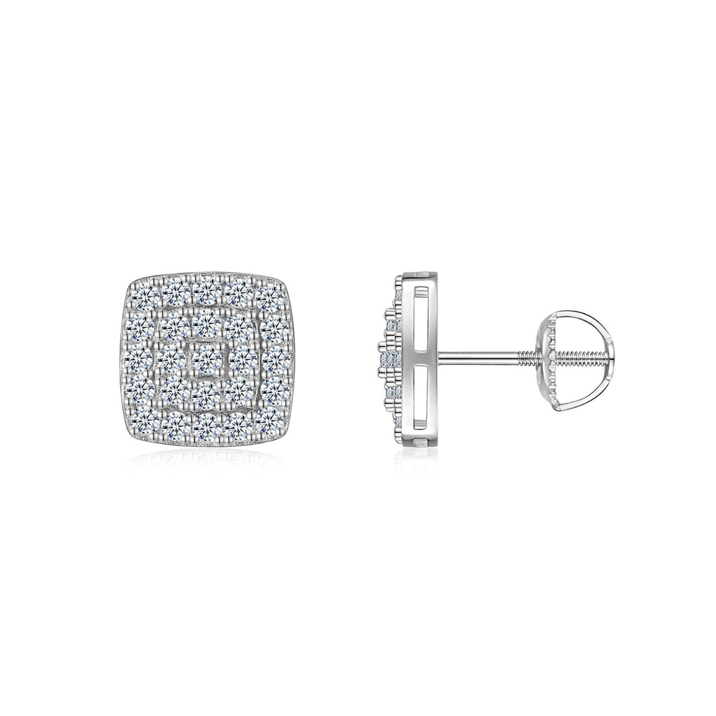 Cobble Moissanite Pavé Stud Earrings in Sterling Silver