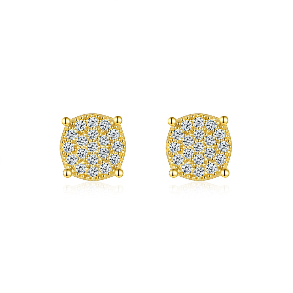 Sunlit Moissanite Pavé Cluster Stud Earrings in Gold-Tone Sterling Silver