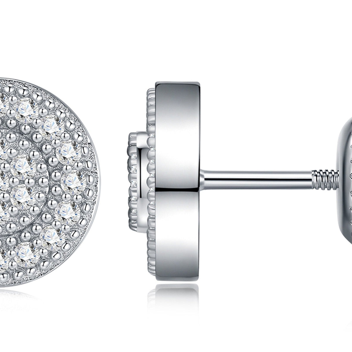 Solaire Moissanite Halo Stud Earrings in Sterling Silver