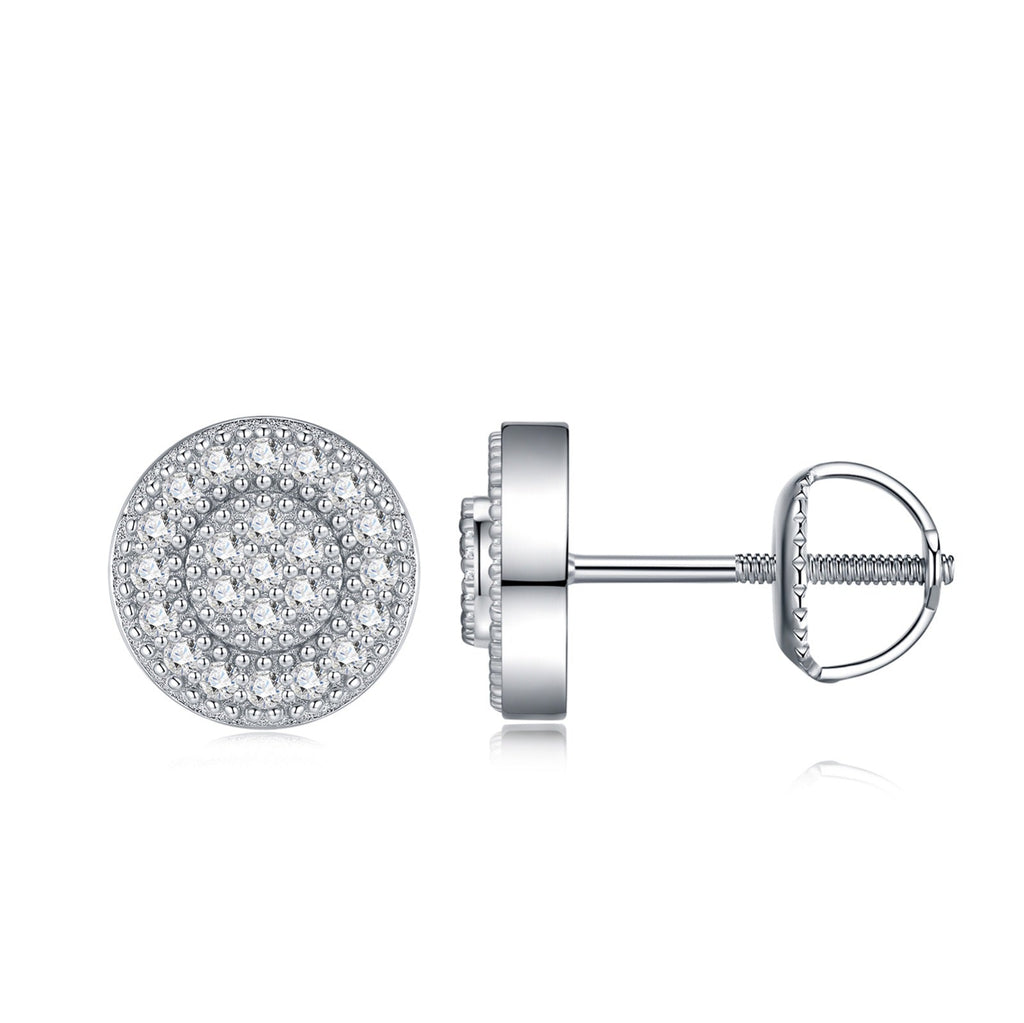 Solaire Moissanite Halo Stud Earrings in Sterling Silver