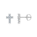 Crucis Moissanite Cross Stud Earrings in Sterling Silver