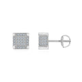 Parquet Moissanite Pavé Stud Earrings in Sterling Silver