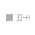 Grille Moissanite Pavé Stud Earrings in Sterling Silver