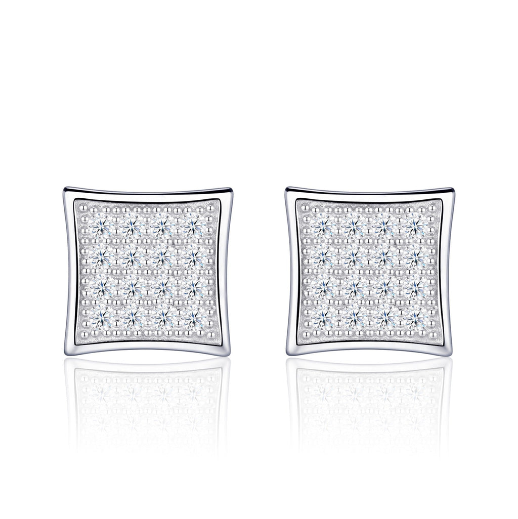 Shard Moissanite Pavé Stud Earrings in Sterling Silver