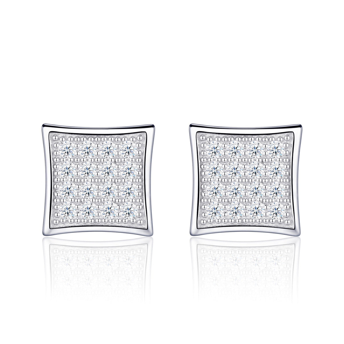 Shard Moissanite Pavé Stud Earrings in Sterling Silver