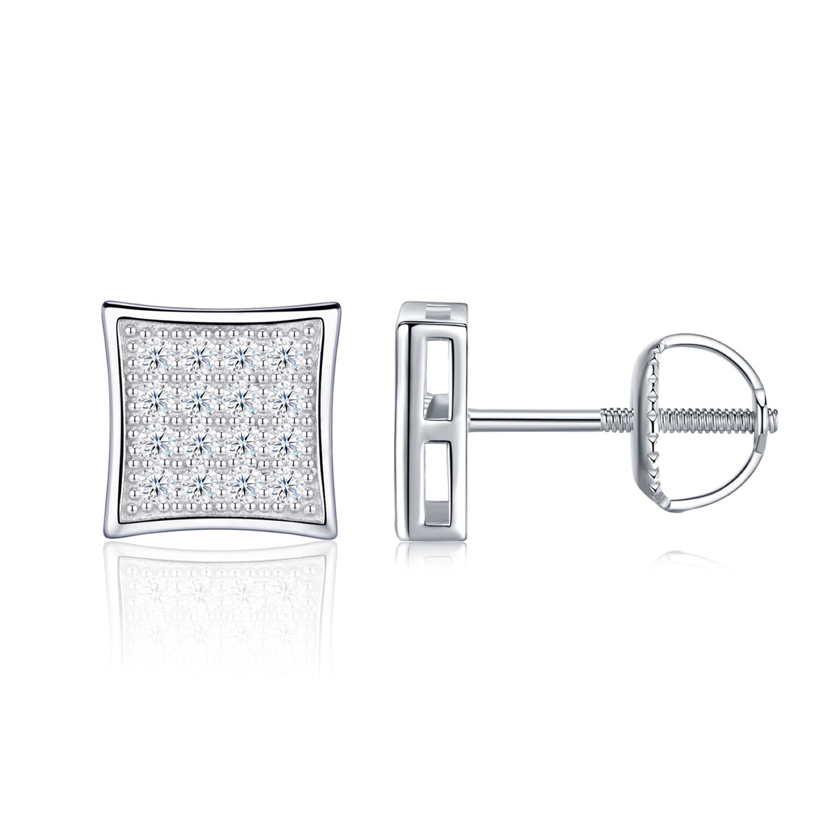 Shard Moissanite Pavé Stud Earrings in Sterling Silver