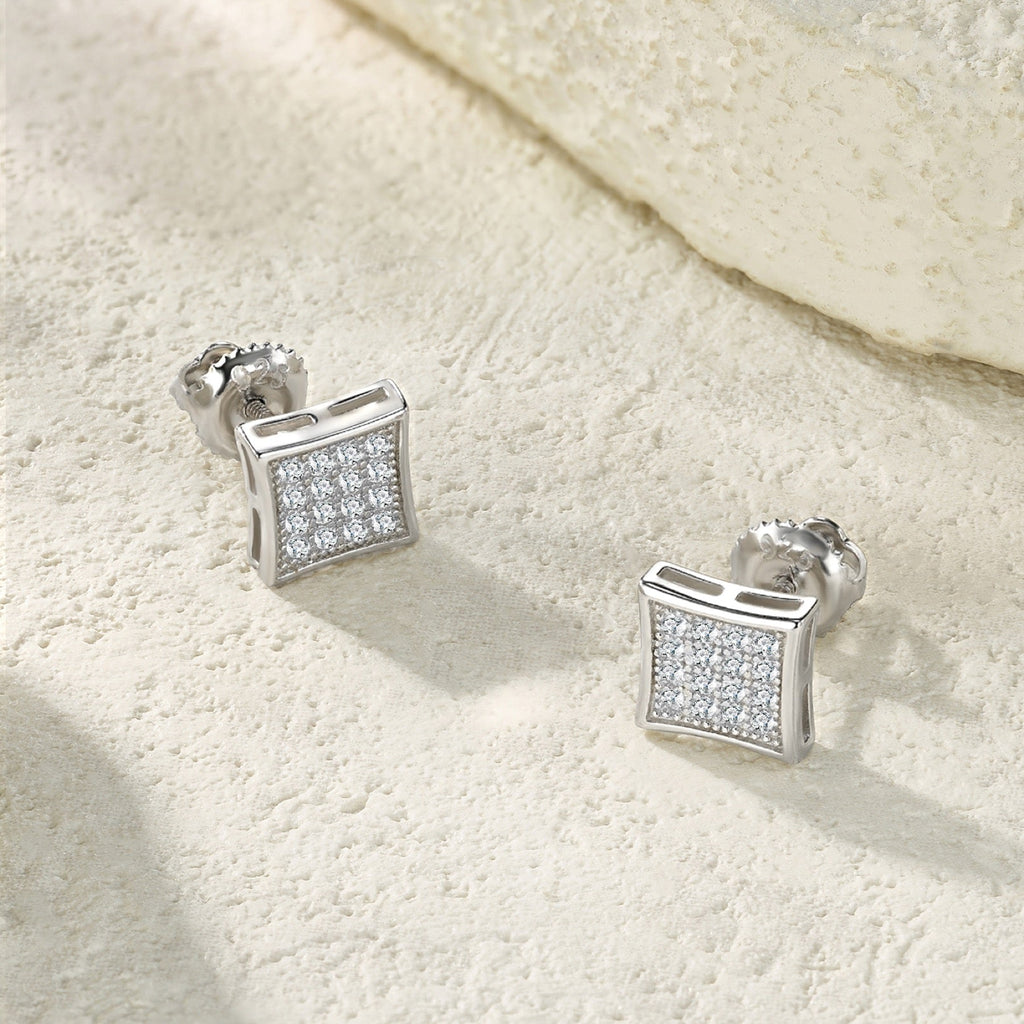 Shard Moissanite Pavé Stud Earrings in Sterling Silver