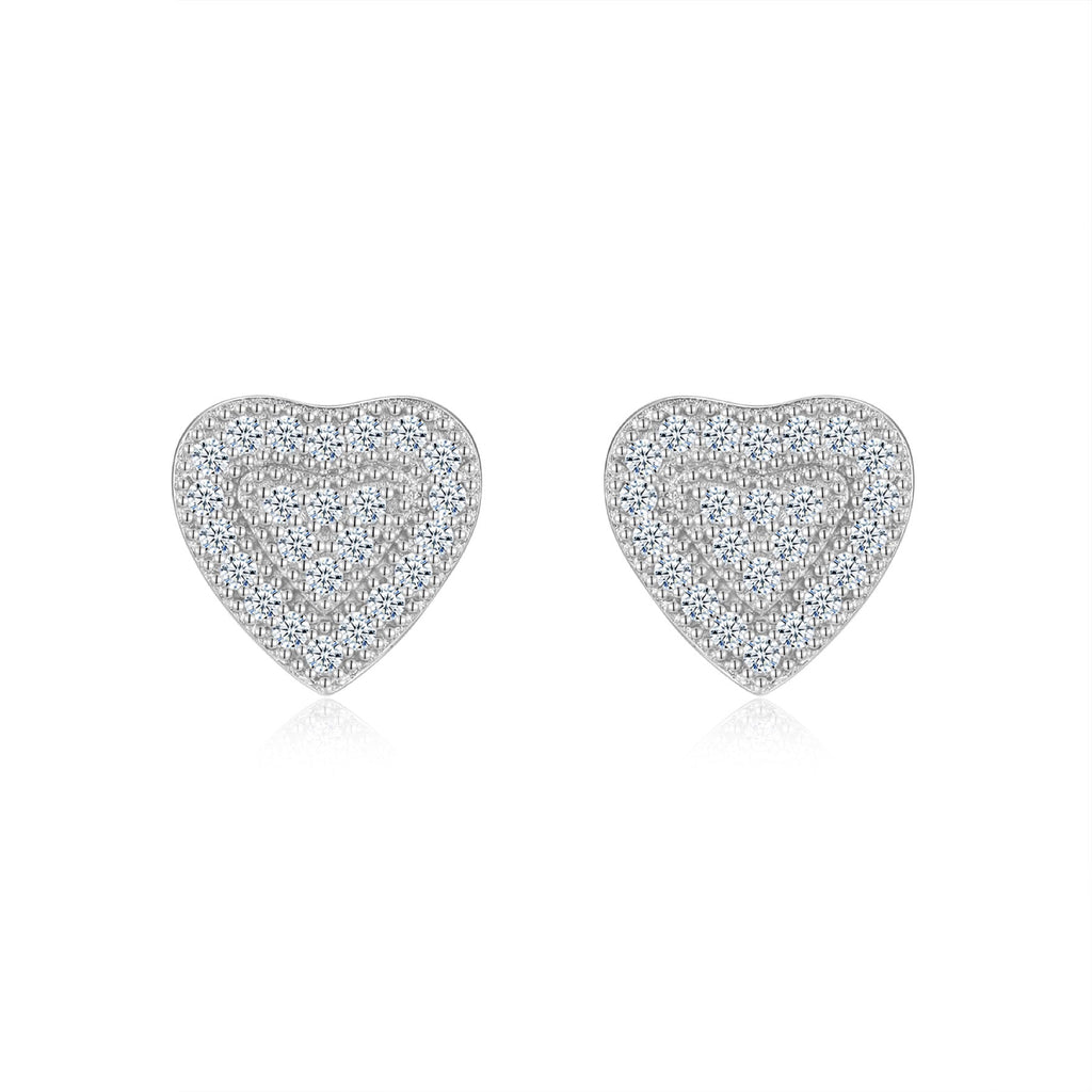 Lovepave Moissanite Heart Stud Earrings in Sterling Silver