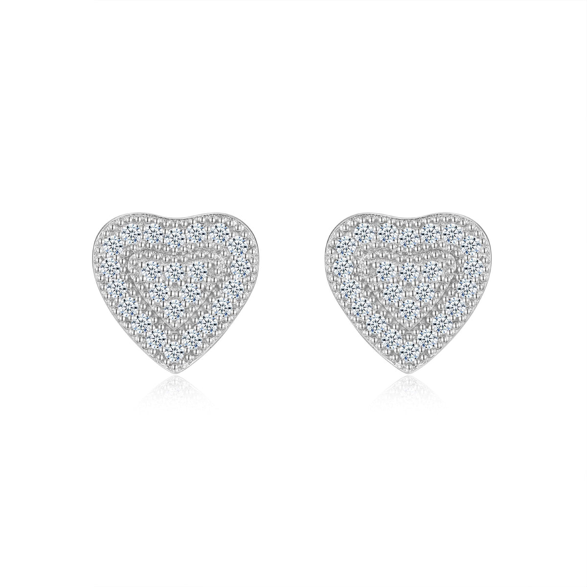 Lovepave Moissanite Heart Stud Earrings in Sterling Silver