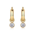 Sfera 1 Carat Moissanite Drop Huggie Hoop Earrings in Gold-Tone Sterling Silver