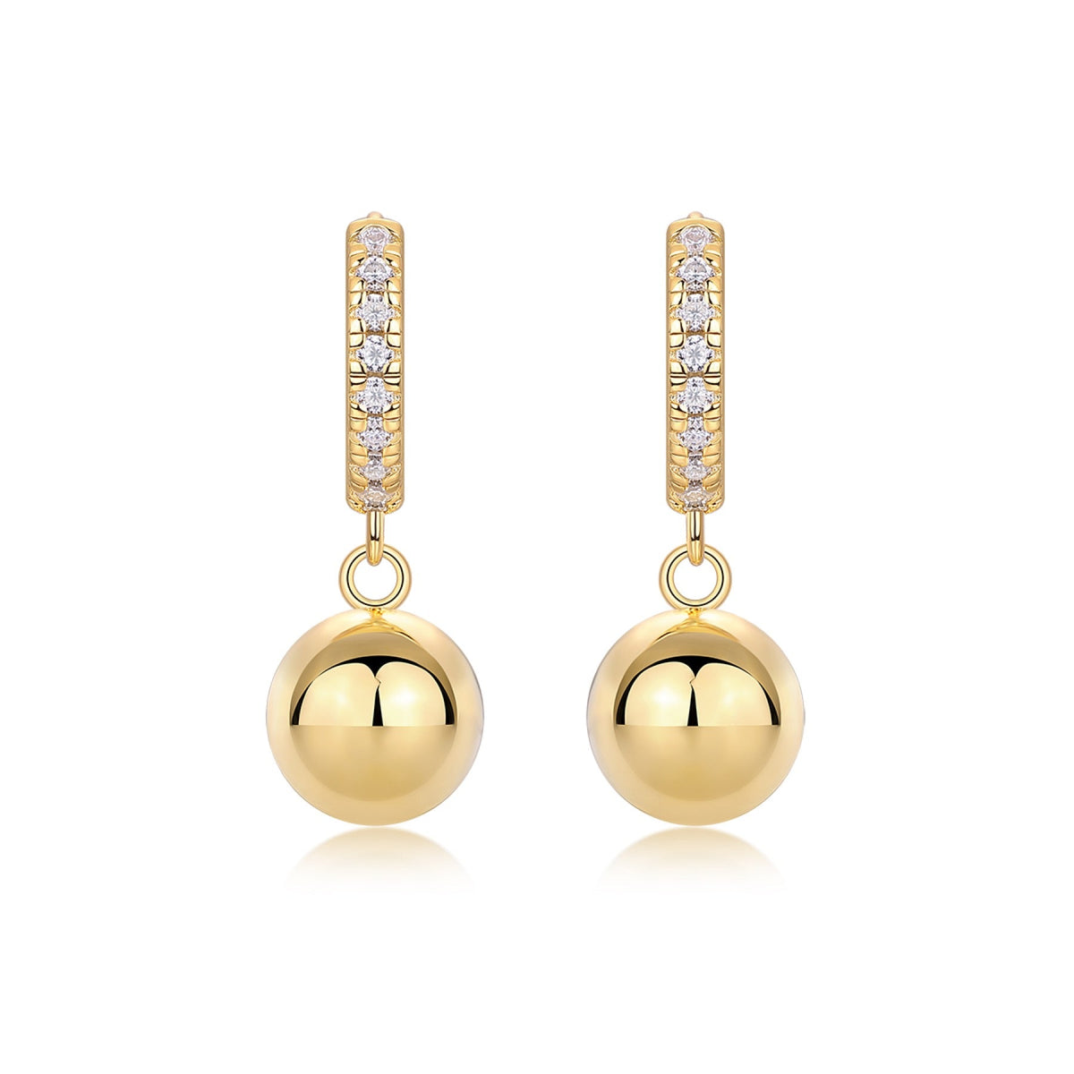 Perla Moissanite Drop Huggie Hoop Earrings in Gold-Tone Sterling Silver